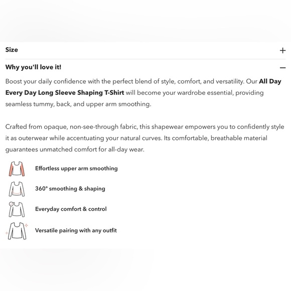 Shapermint Essentials Black Long Sleeve Shaping T-Shirt Size M NEW - Picture 5 of 8